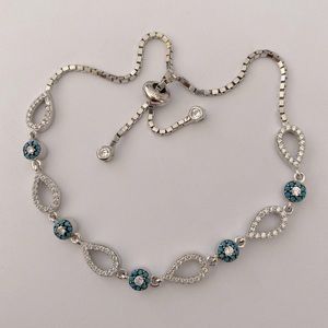 Slider bracelet 925 silver cubic zirconia / turquoise stones